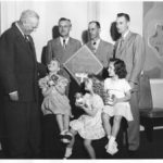 1951 Sebastopol Apple Blossom Princesses taken at the California State Capitol, Sacramento by McCurry Foto Co. Men from L-R: Earl Warren – Governor of California (VP nominee with Dewey in 1948 and later Chief Justice of the US Supreme Court), Curt Stange (Bank of Sonoma County), Harry Martin (Martin’s Nursery and Ed Herring (Best & Feaks Insurance). Young girls are L-R: Helen Inman, Kathleen Flaming, and Meredith Shelton. Unfortunately Kathleen and Meredith came down with Chicken Pox and were replaced with Peggy Osborn and Linda Miller. Helen Inman became Queen.