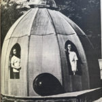 A 1972 Sebastopol Times newspaper photo clipping of a redwood ‘pod’ dwelling, built by Paul and Bruce Paddock of Living Spaces.